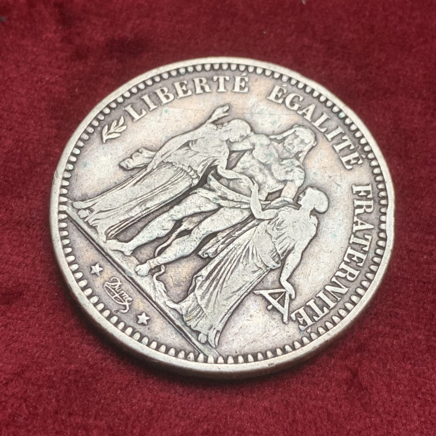 《竞宝斋》第59场-本周日，周一2场连拍（全场不限金额包邮） 法国1873-K年 波尔多厂 大力神5法郎 大银币 稀少厂名 跟拉菲一个地方的