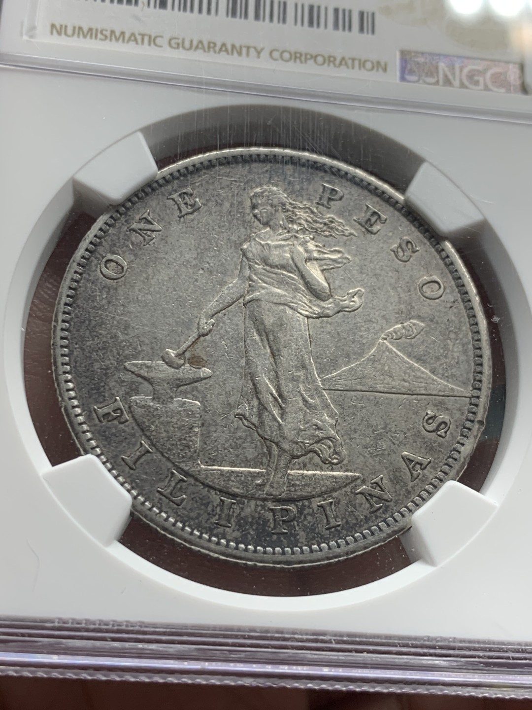 《竞宝斋》第59场-本周日，周一2场连拍（全场不限金额包邮） NGC AUD 1903年美属菲律宾打铁女神大银币 充满岁月的原味包浆