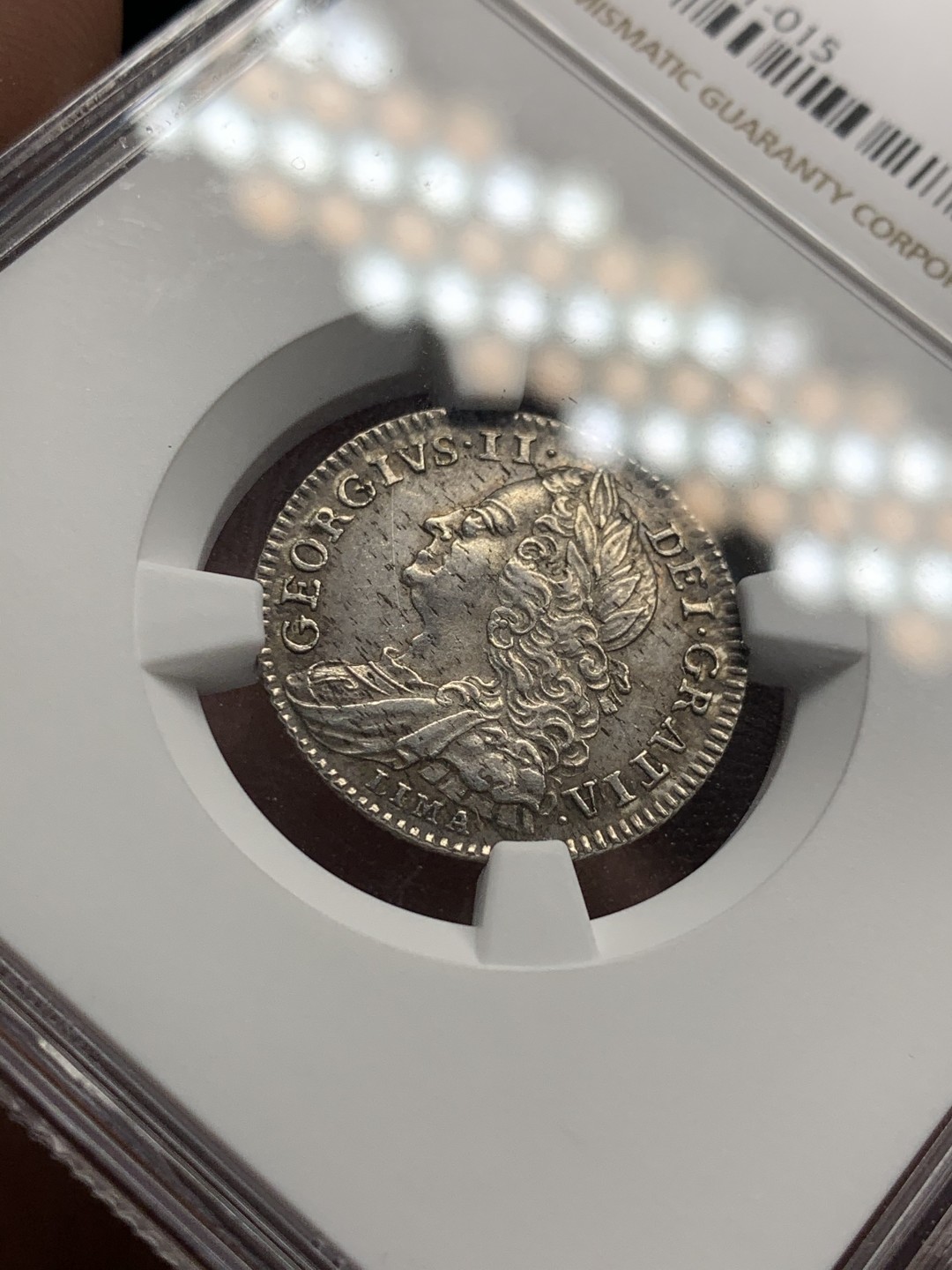 《竞宝斋》第59场-本周日，周一2场连拍（全场不限金额包邮） NGC-MS62 1746年英国乔治二世6便士银币 LIMA版，热门收藏，老包浆，打制佳