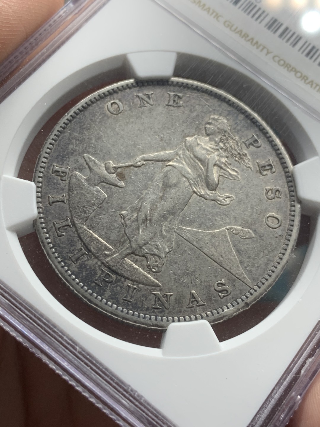 《竞宝斋》第59场-本周日，周一2场连拍（全场不限金额包邮） NGC AUD 1903年美属菲律宾打铁女神大银币 充满岁月的原味包浆