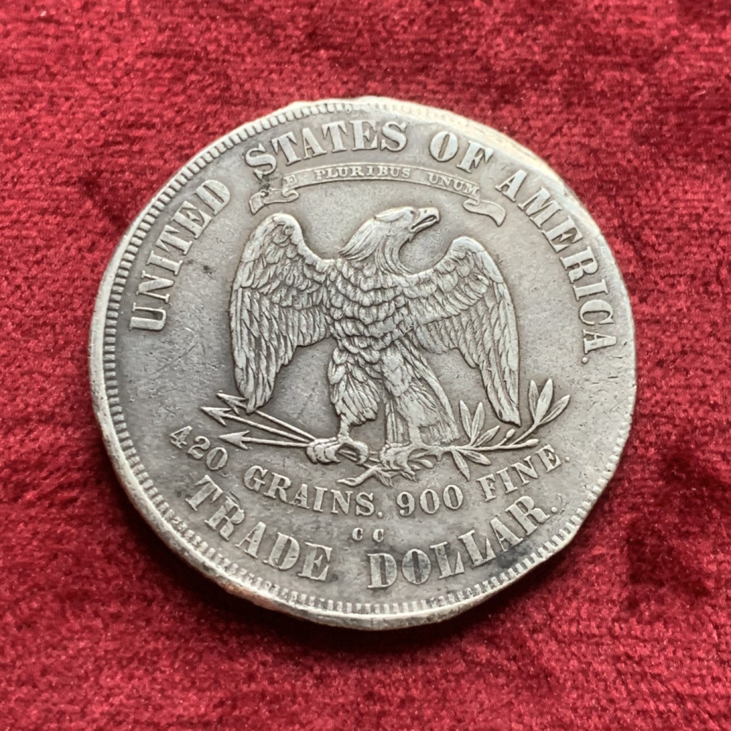 《竞宝斋》第59场-本周日，周一2场连拍（全场不限金额包邮） 海捞腐蚀 美国拿花贸易银CC版 因为严重腐蚀人像面已没有 18.14克重