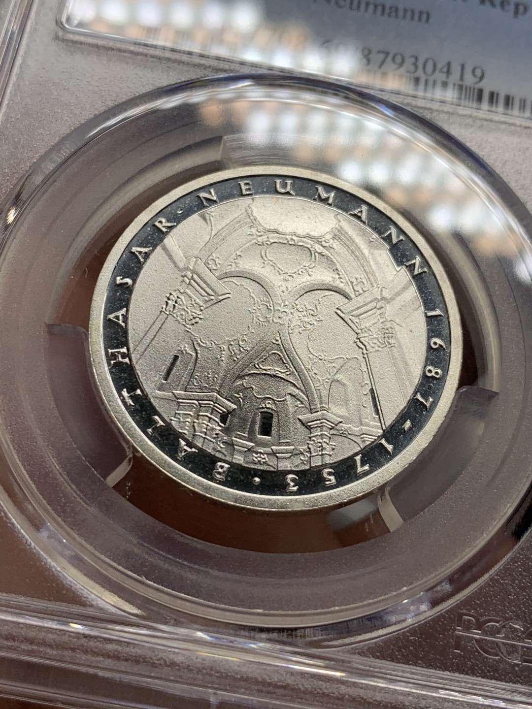 《竞宝斋》第59场-本周日，周一2场连拍（全场不限金额包邮） PCGS PR69DCAM 1978 巴尔塔萨·诺依曼精制 5马克纪念银币 德意志巴洛克建筑大师 浮雕精美绝伦