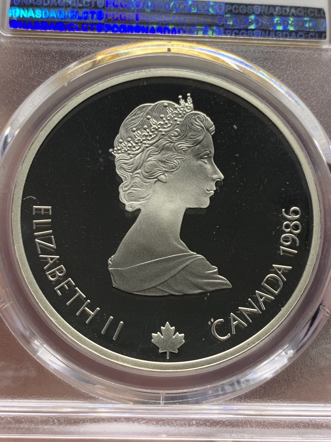 《竞宝斋》第59场-本周日，周一2场连拍（全场不限金额包邮） PCGS PR69DCAM 加拿大1986年大银币 伊丽莎白最美一版头像