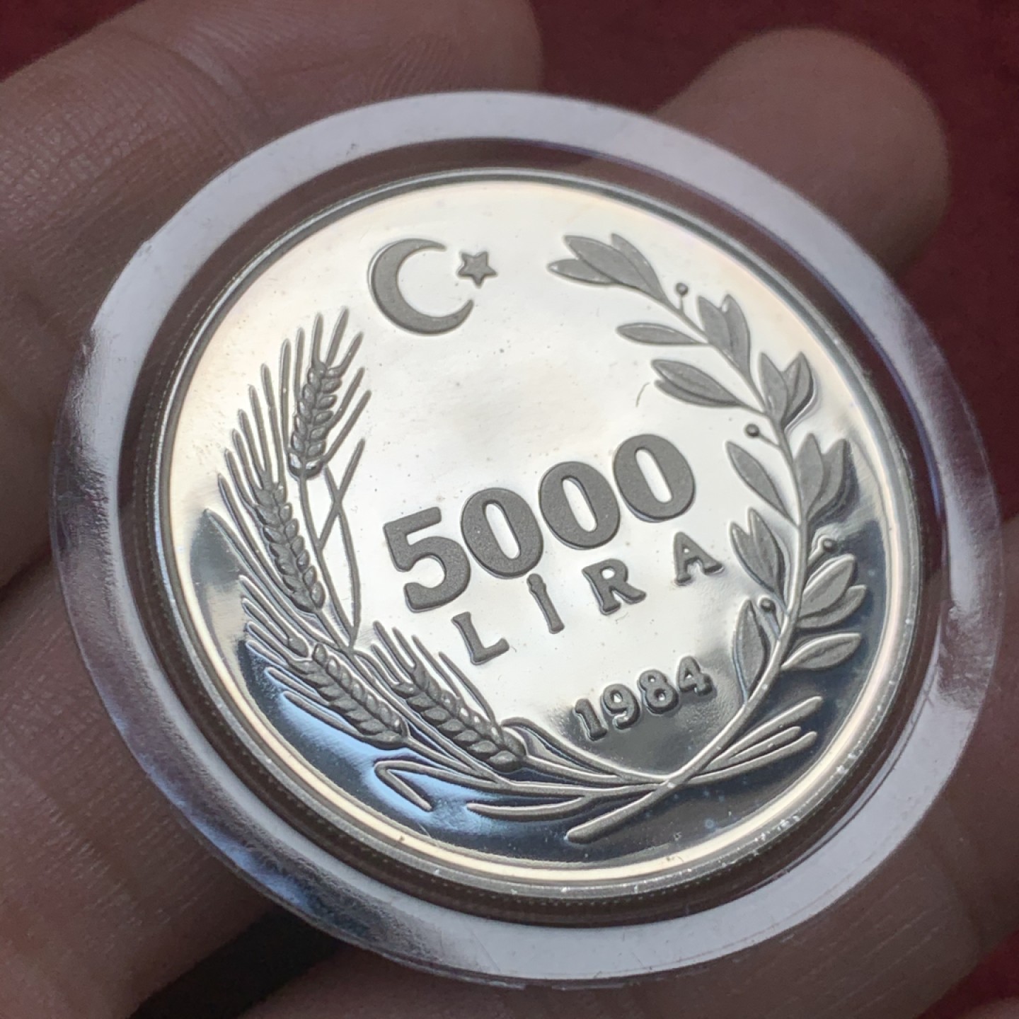《竞宝斋》第59场-本周日，周一2场连拍（全场不限金额包邮） PROOF土耳其1984年5000里拉  妇女年纪念银币