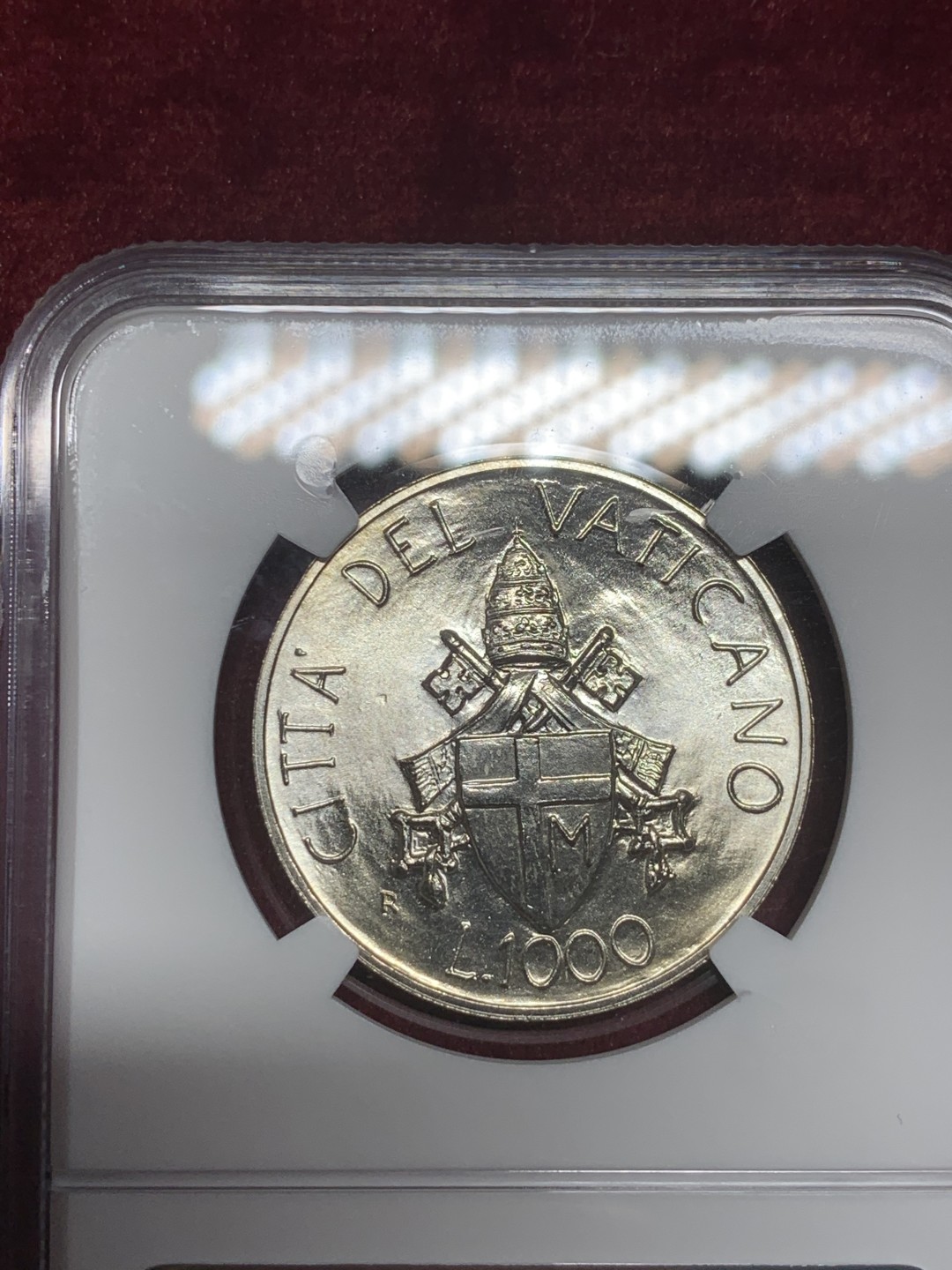 《竞宝斋》第59场-本周日，周一2场连拍（全场不限金额包邮） NGC MS67 1989R 梵蒂冈1000L银币 霜光饱满 极品难得