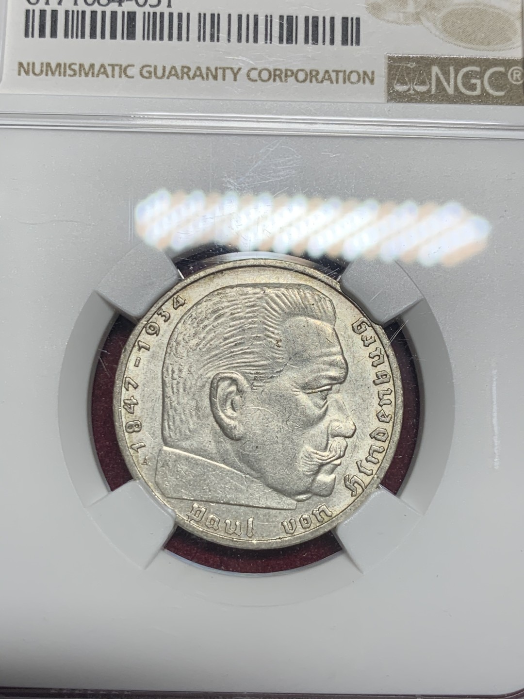 《竞宝斋》第59场-本周日，周一2场连拍（全场不限金额包邮） NGC MS62 德国1939 A版 2马克 银币细节很好