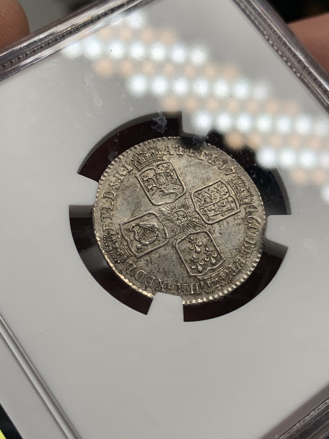 《竞宝斋》第59场-本周日，周一2场连拍（全场不限金额包邮） NGC-MS62 1746年英国乔治二世6便士银币 LIMA版，热门收藏，老包浆，打制佳