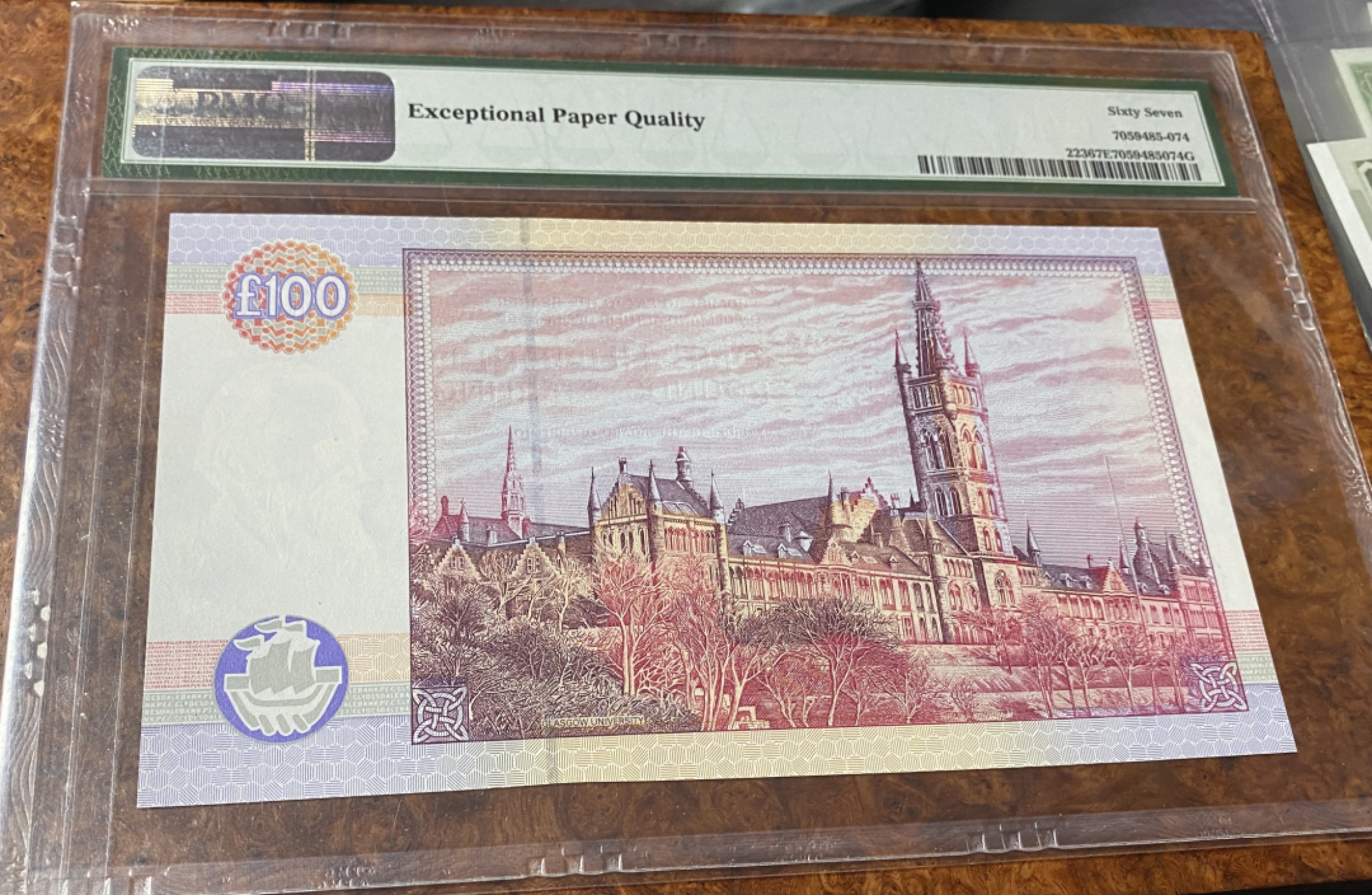 Chase Auction 第11期- - 中外纸币、民国钞联拍！ 1996年苏格兰100镑，PMG67分，千位号，实钞！开尔文！