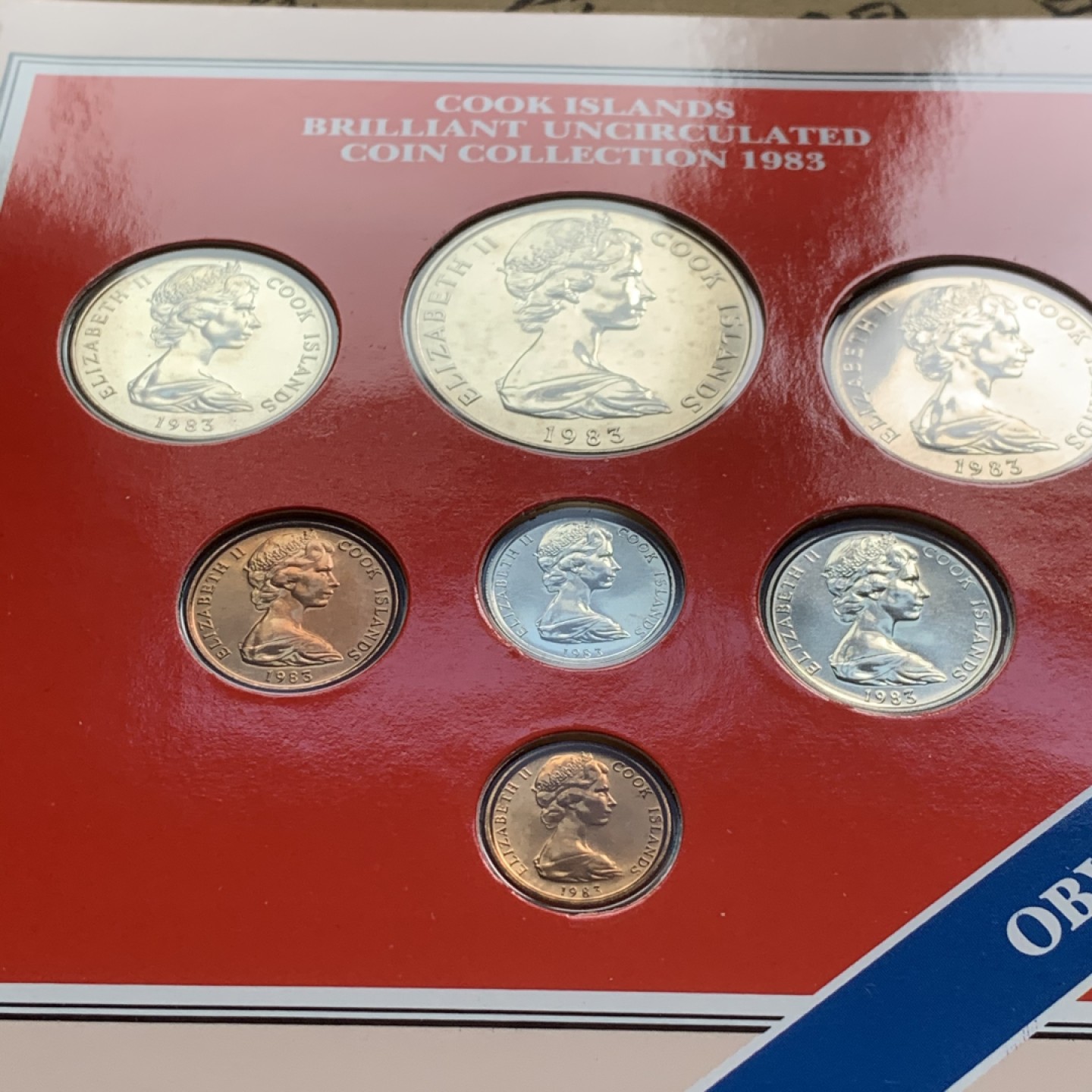 《竞宝斋》第59场-本周日，周一2场连拍（全场不限金额包邮） 库克群岛1983年清年份官方原装套币BU 1分-1元 克劳斯编号MS14