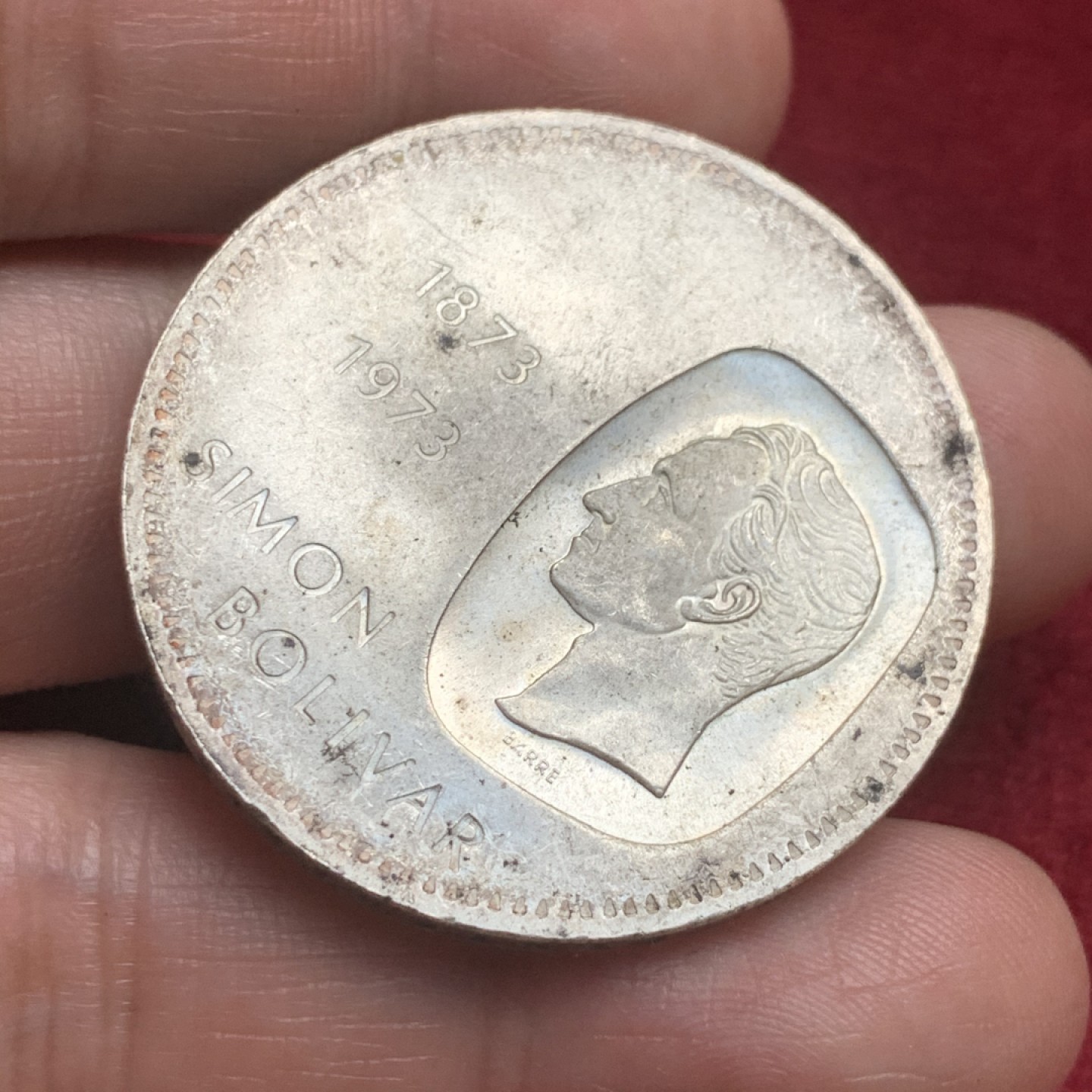 《竞宝斋》第59场-本周日，周一2场连拍（全场不限金额包邮） 委内瑞拉1973年西蒙玻利瓦尔10波利瓦30克大银币