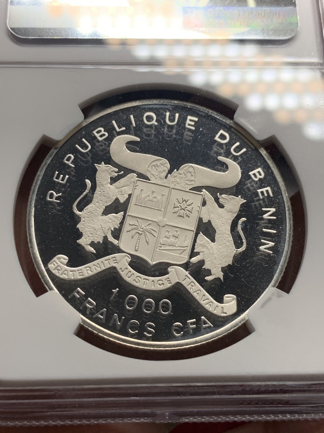 《竞宝斋》第59场-本周日，周一2场连拍（全场不限金额包邮） NGC-PF 68UC 贝宁（1992）年1000法郎国家纪念银币 (第二名）发行量1000枚  精制银币