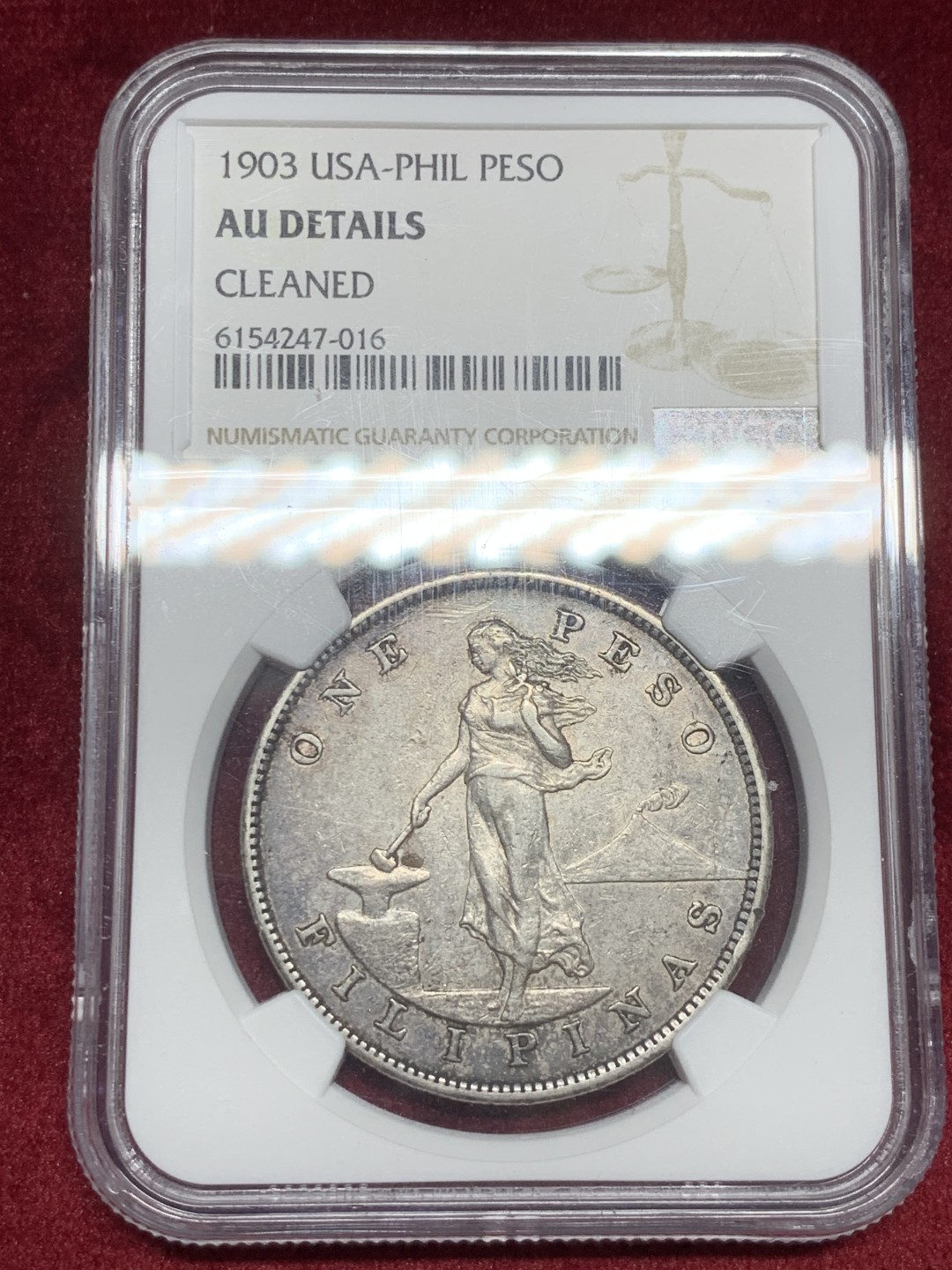 《竞宝斋》第59场-本周日，周一2场连拍（全场不限金额包邮） NGC AUD 1903年美属菲律宾打铁女神大银币 充满岁月的原味包浆