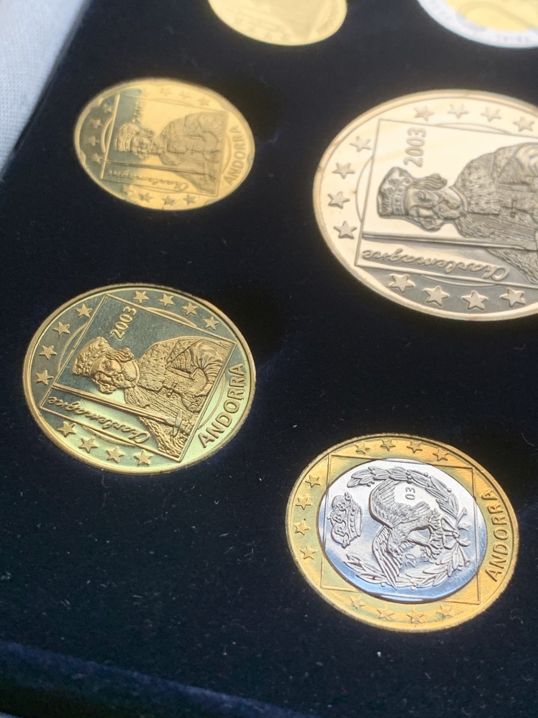 《竞宝斋》第59场-本周日，周一2场连拍（全场不限金额包邮） 原盒证书 安道尔 2003年 9枚装 ESSAI 试铸样币