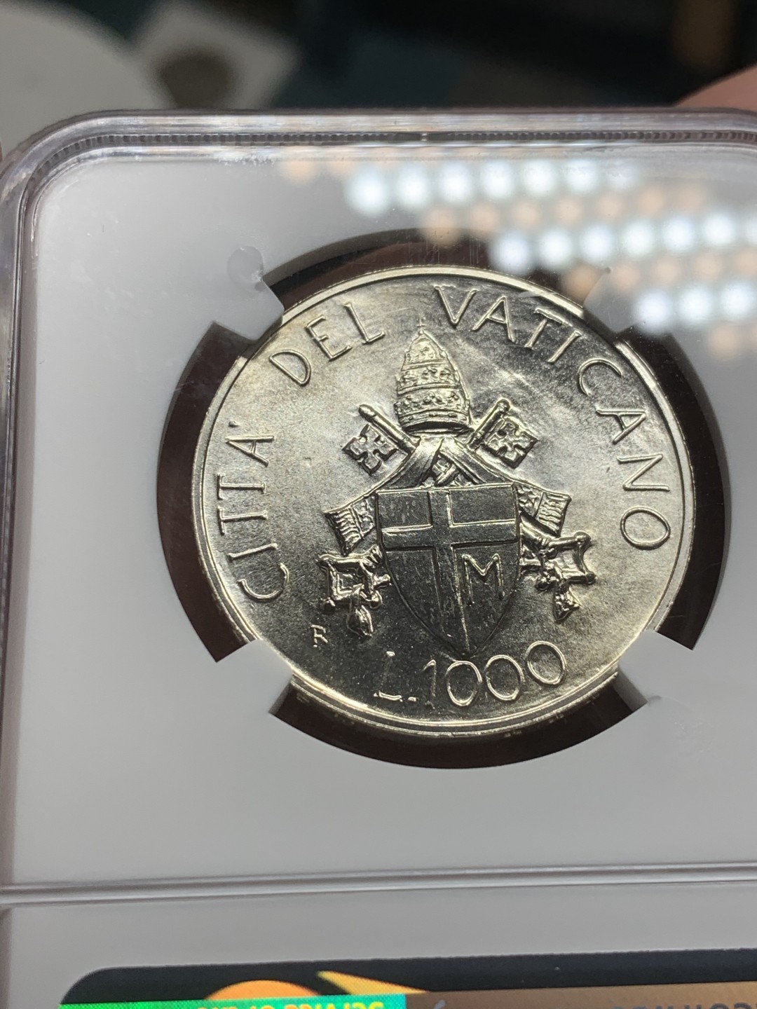 《竞宝斋》第59场-本周日，周一2场连拍（全场不限金额包邮） NGC MS67 1989R 梵蒂冈1000L银币 霜光饱满 极品难得