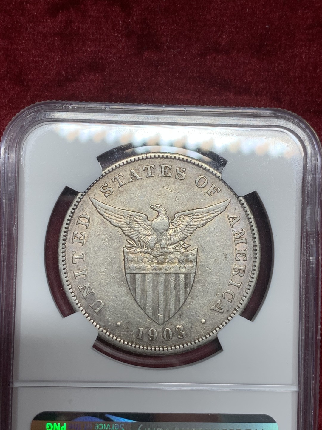 《竞宝斋》第59场-本周日，周一2场连拍（全场不限金额包邮） NGC AUD 1903年美属菲律宾打铁女神大银币 充满岁月的原味包浆