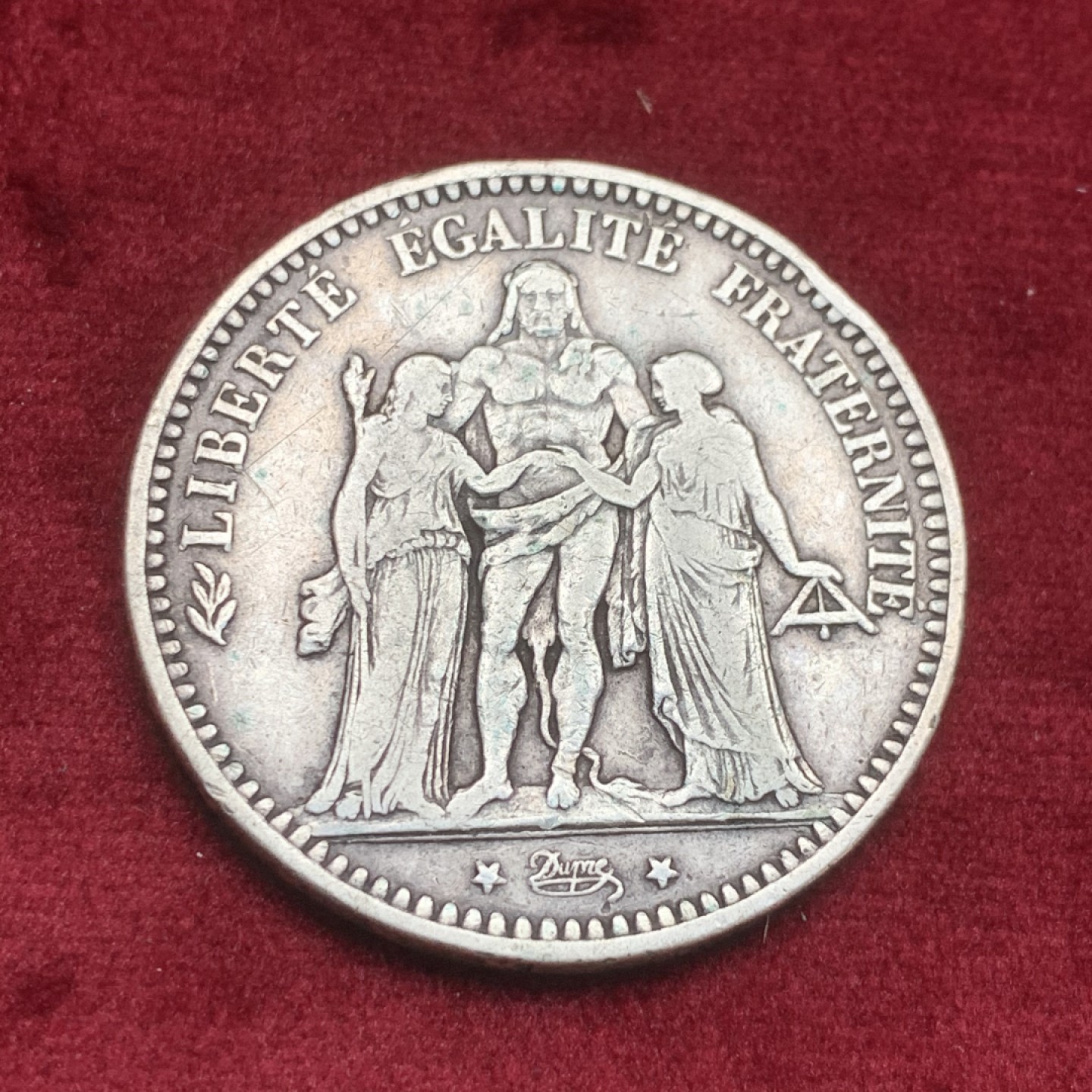 《竞宝斋》第59场-本周日，周一2场连拍（全场不限金额包邮） 法国1873-K年 波尔多厂 大力神5法郎 大银币 稀少厂名 跟拉菲一个地方的