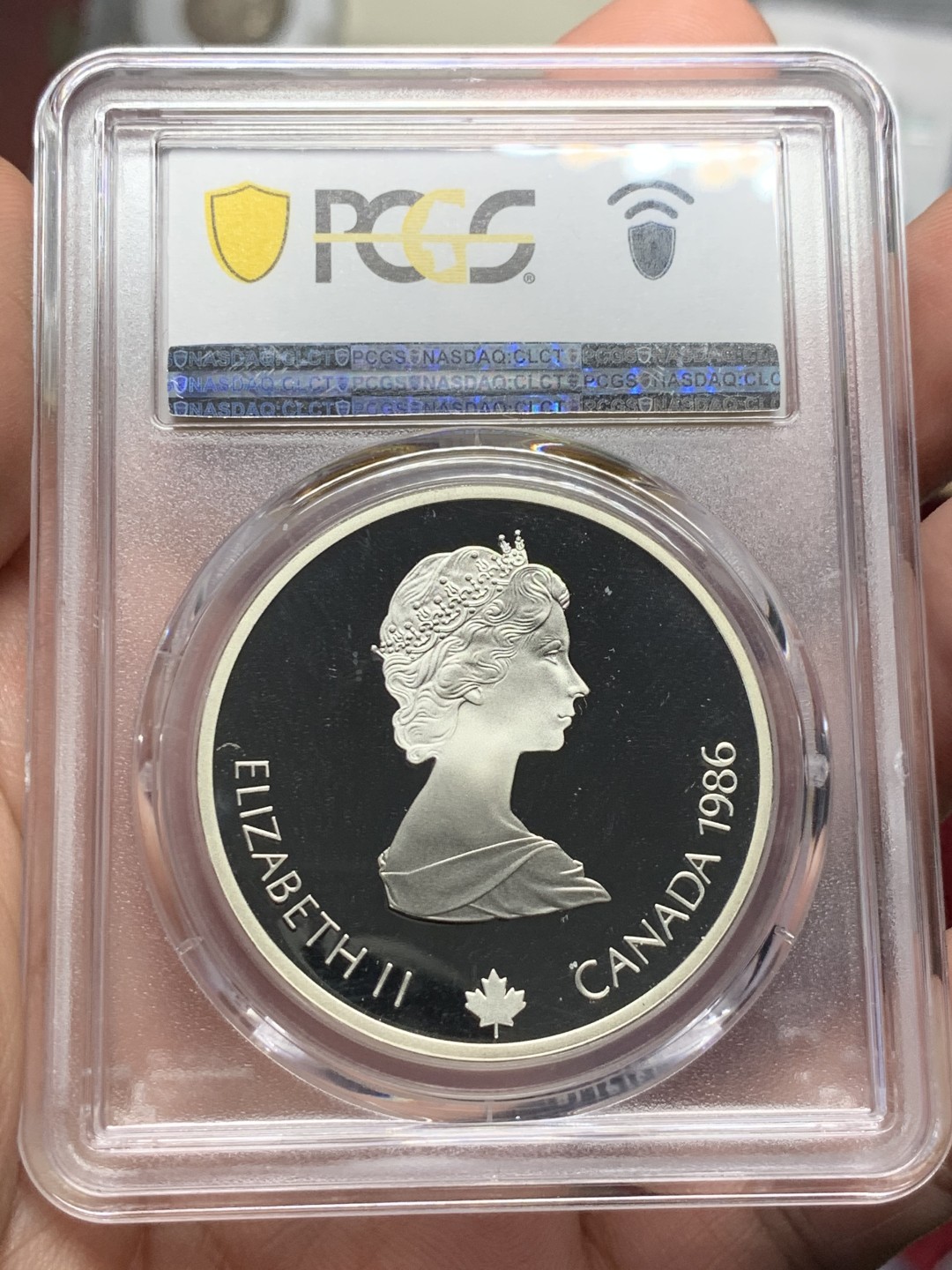 《竞宝斋》第59场-本周日，周一2场连拍（全场不限金额包邮） PCGS PR69DCAM 加拿大1986年大银币 伊丽莎白最美一版头像