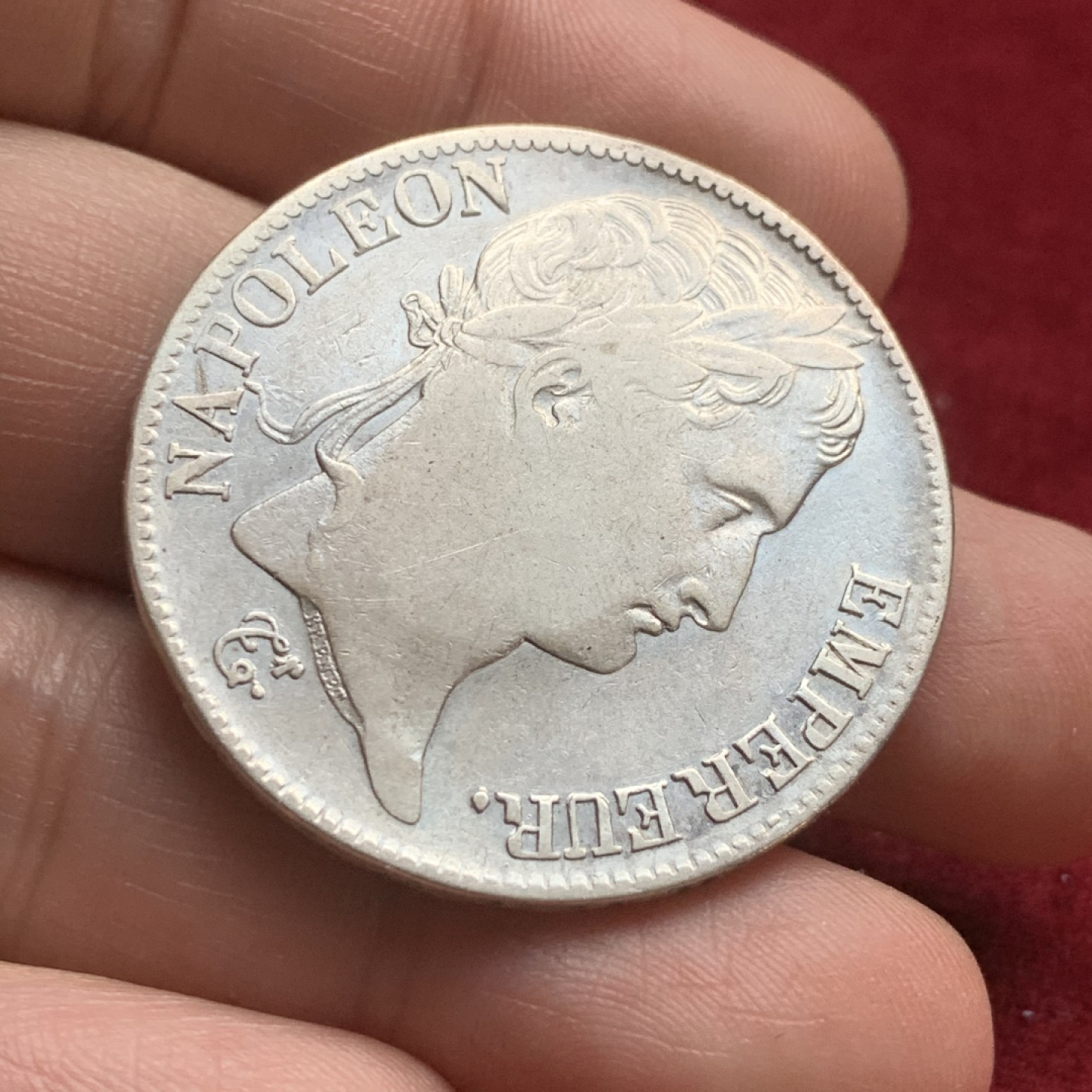 《竞宝斋》第59场-本周日，周一2场连拍（全场不限金额包邮） 法国 1813-Q年 佩皮尼昂厂 拿破仑一世 5法郎 大银币 稀少厂名