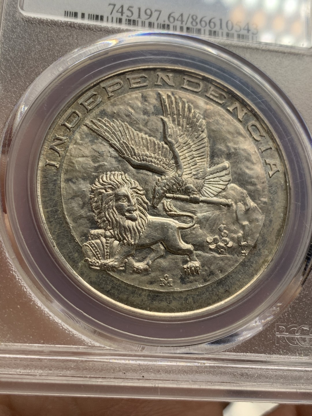 《竞宝斋》第59场-本周日，周一2场连拍（全场不限金额包邮） PCGS MS64 墨西哥 1964年 墨西哥独立150周年纪念银章 墨西哥章少见 该章极其精美  ¥2,063.62 • PCGS MS64 • 7-23-2019 • EBAY 