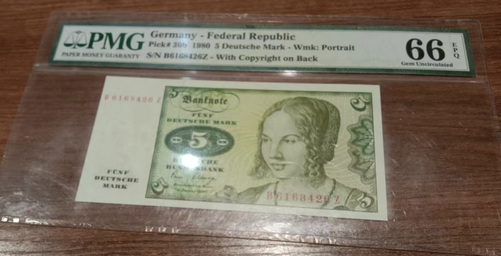 Chase Auction 第11期- - 中外纸币、民国钞联拍！ 1980年德国5马克，PMG66分！壳子有些花，介意勿拍！