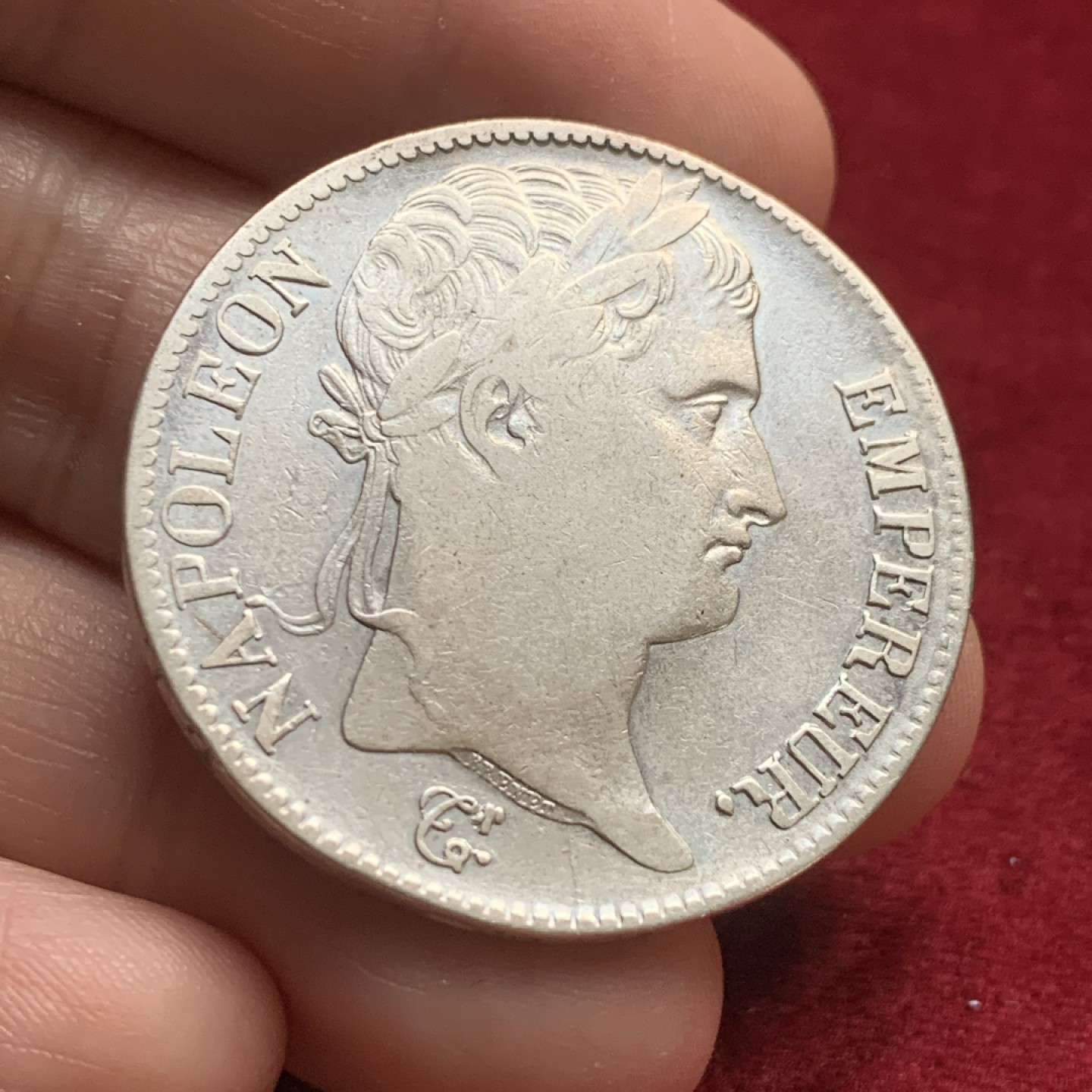 《竞宝斋》第59场-本周日，周一2场连拍（全场不限金额包邮） 法国 1813-Q年 佩皮尼昂厂 拿破仑一世 5法郎 大银币 稀少厂名