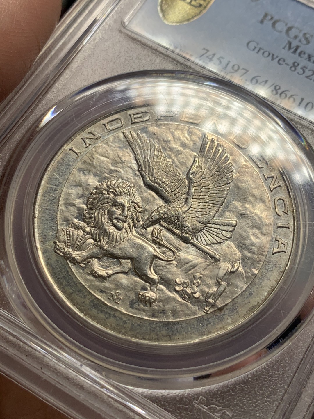 《竞宝斋》第59场-本周日，周一2场连拍（全场不限金额包邮） PCGS MS64 墨西哥 1964年 墨西哥独立150周年纪念银章 墨西哥章少见 该章极其精美  ¥2,063.62 • PCGS MS64 • 7-23-2019 • EBAY 