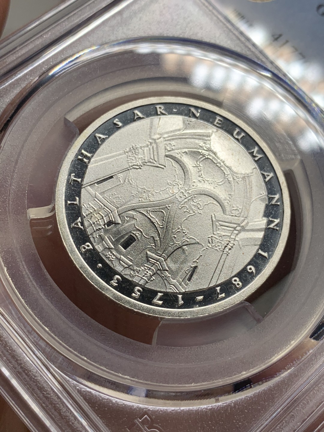 《竞宝斋》第59场-本周日，周一2场连拍（全场不限金额包邮） PCGS PR69DCAM 1978 巴尔塔萨·诺依曼精制 5马克纪念银币 德意志巴洛克建筑大师 浮雕精美绝伦