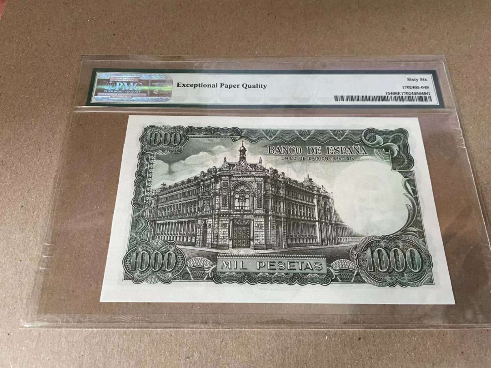 【Blue Auction】✨世界纸币精拍第186期——唯一冠军曼左尼（共77拍） 西班牙 1971年1000比塞塔 PMG66EPQ 纪念钞