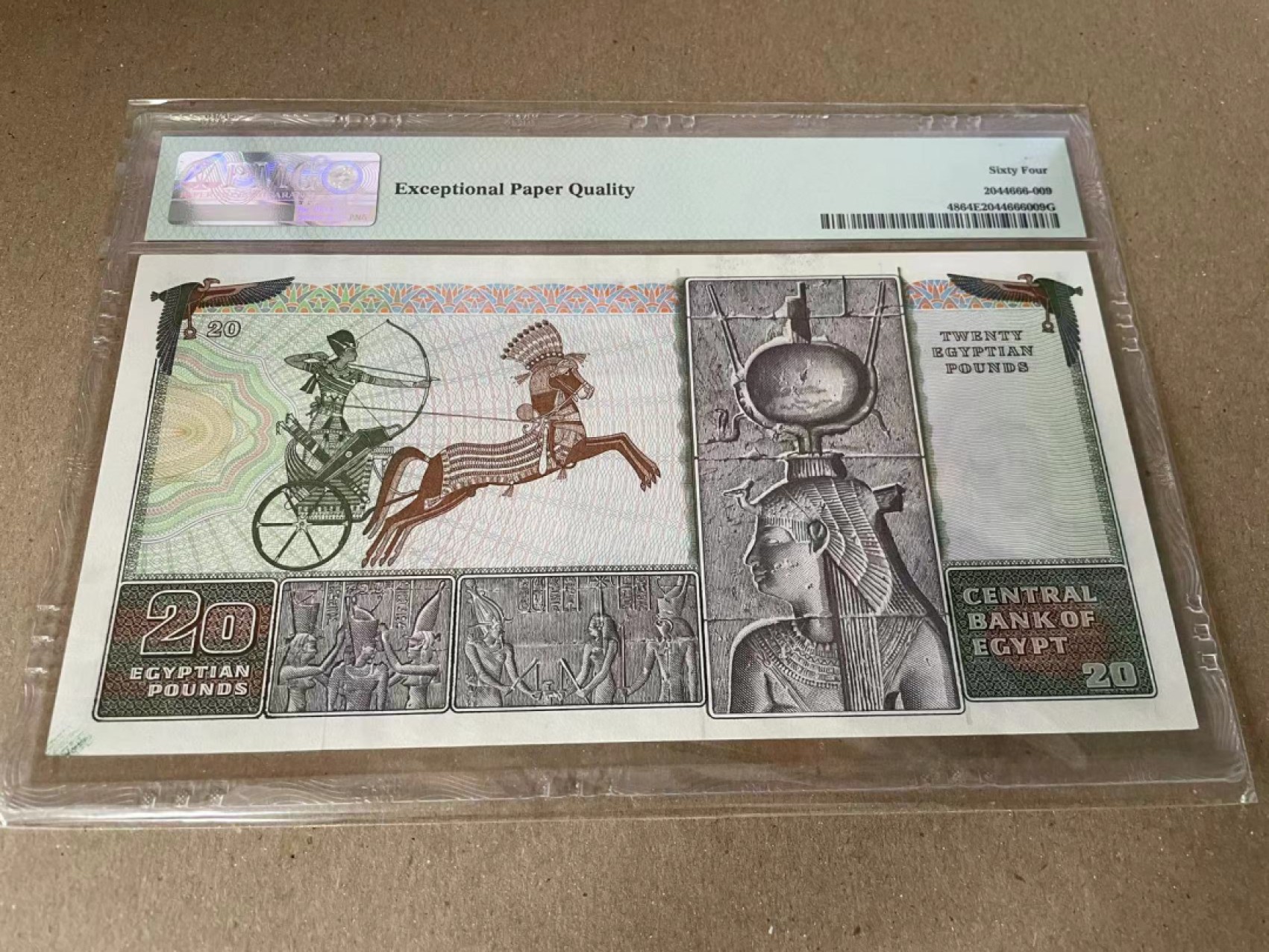 【Blue Auction】✨世界纸币精拍第186期——唯一冠军曼左尼（共77拍） 埃及 1976-78年20镑 PMG64EPQ 大票幅双面凹印