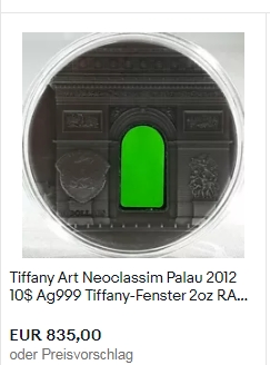 【海寧潮】帕劳2012年蒂凡尼艺术新古典主义建筑2盎司银币PCGS-PR69带证书（原价5999）