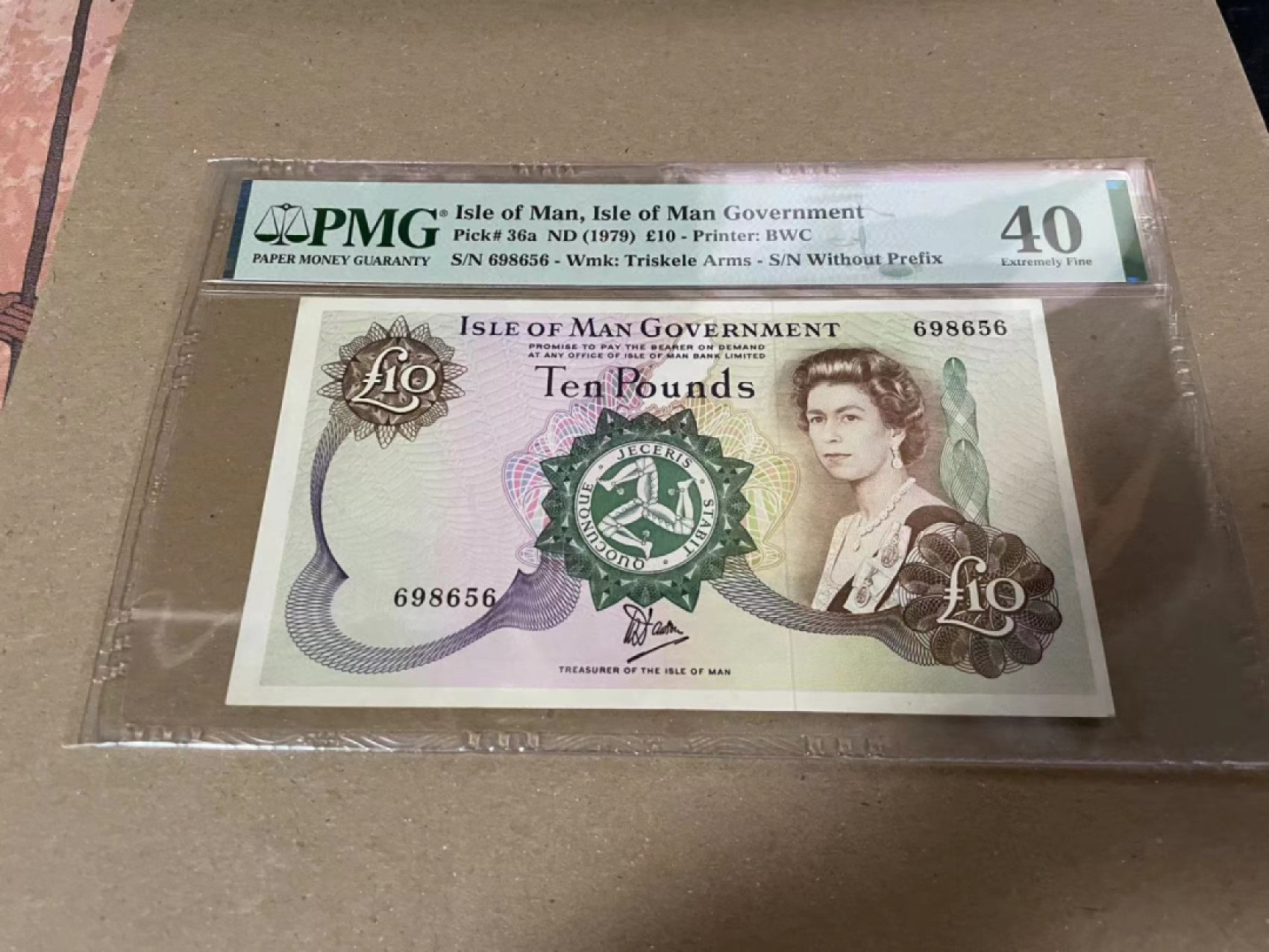 【Blue Auction】✨世界纸币精拍第186期——唯一冠军曼左尼（共77拍） 【无47】马恩岛 1979年10镑 PMG40 背面精美