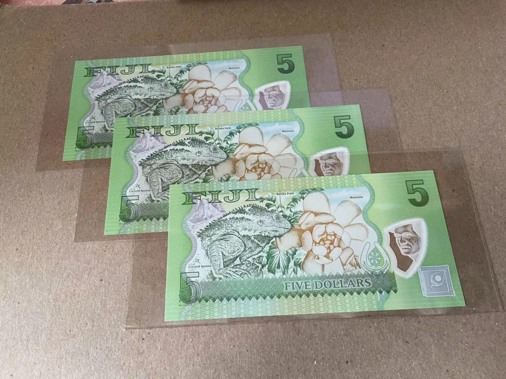 【Blue Auction】✨世界纸币精拍第186期——唯一冠军曼左尼（共77拍） 【一组3张 FFA首发包含888豹子号&ZZA补号】斐济 2013年5元 塑料钞 全新UNC