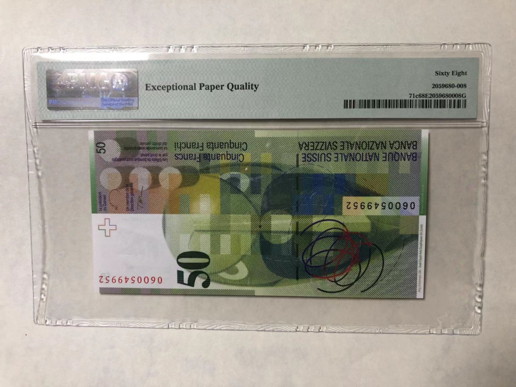 【Blue Auction】✨世界纸币精拍第186期——唯一冠军曼左尼（共77拍） 瑞士 2006年50法郎 PMG68EPQ 超高分