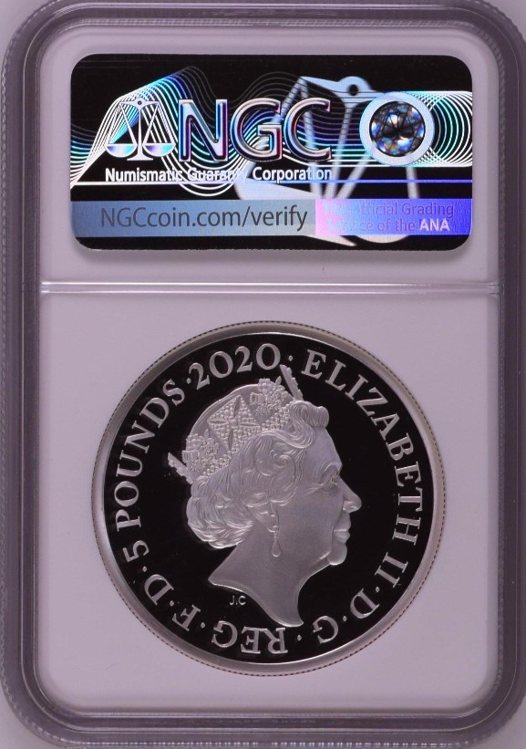 【海寧潮】英国2020年伟大的雕刻师系列美惠三女神2盎司高浮雕银币NGC-PF69原盒证书（市场价格18800）