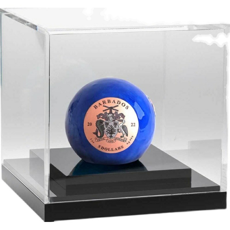 【海寧潮】巴巴多斯2022年盘古大陆3盎司球形玫瑰金蓝色银币发行999枚(原价2888)