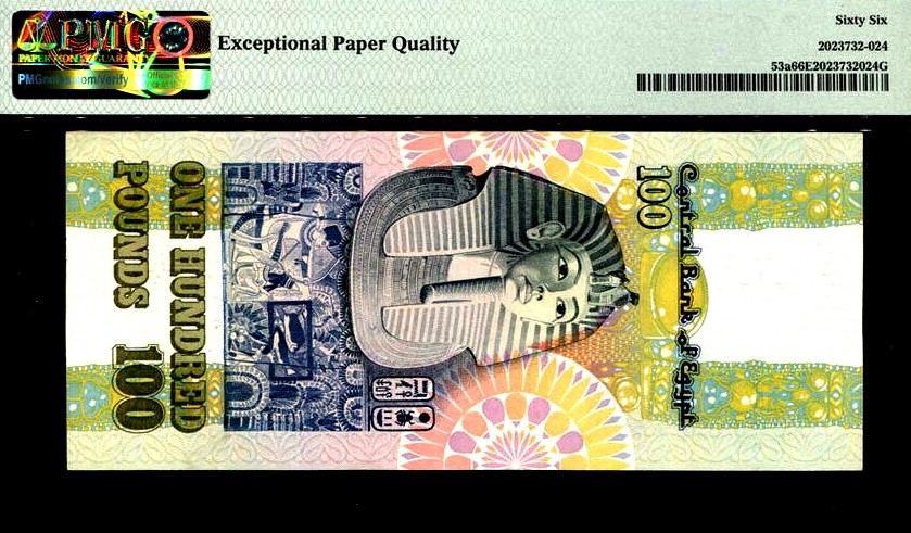 【Blue Auction】✨世界纸币精拍第186期——唯一冠军曼左尼（共77拍） 【1冠首发冠】埃及 1978年初版100镑 PMG66EPQ 图坦卡蒙精美