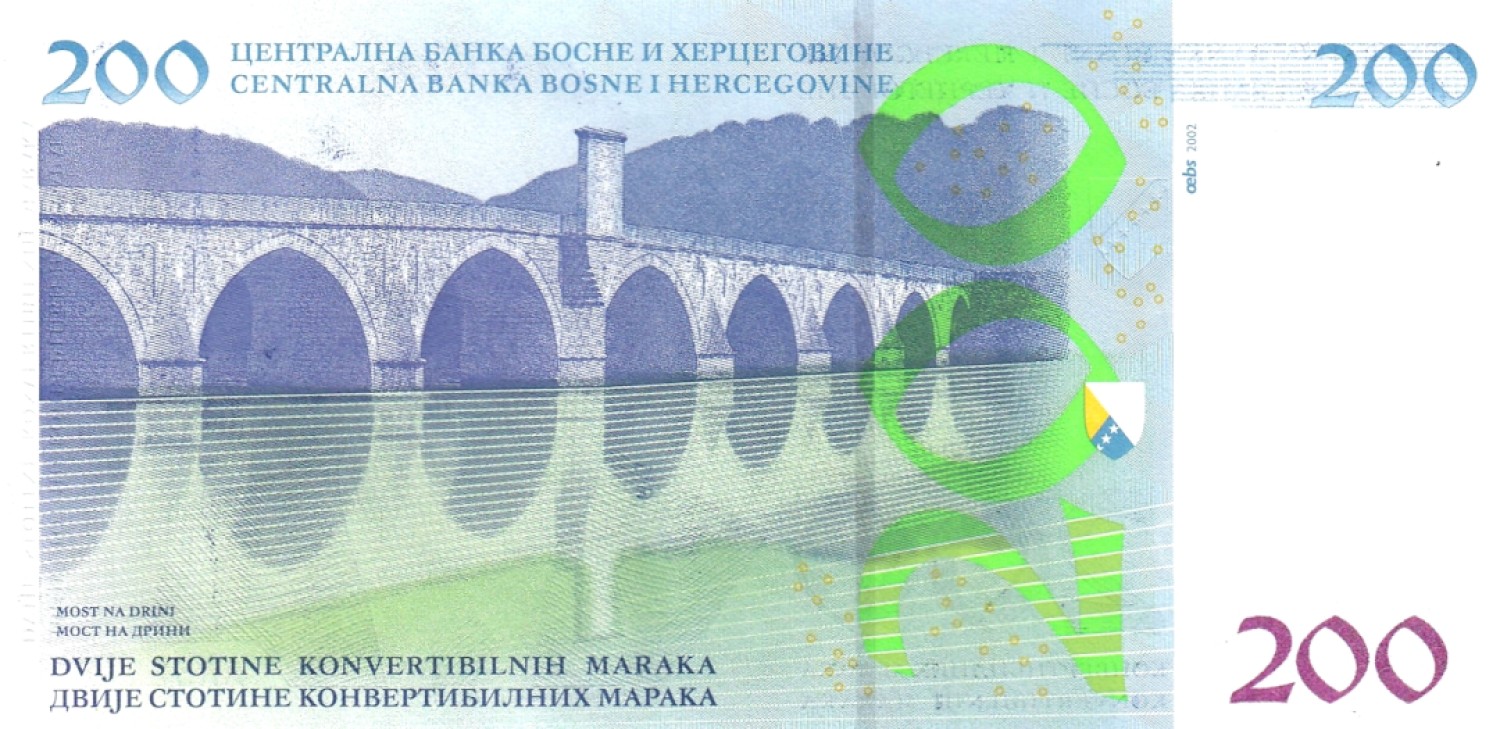 【Blue Auction】✨世界纸币精拍第186期——唯一冠军曼左尼（共77拍） 【AA冠】波黑 2002年200马克最高值 全新UNC 精美