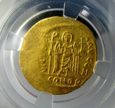 钱币/拜占庭金币/索利多金币/福卡斯/众诚评级MS60/公元602-610年 - 钱币/拜占庭金币/索利多金币/福卡斯/众诚评级MS60/公元602-610年