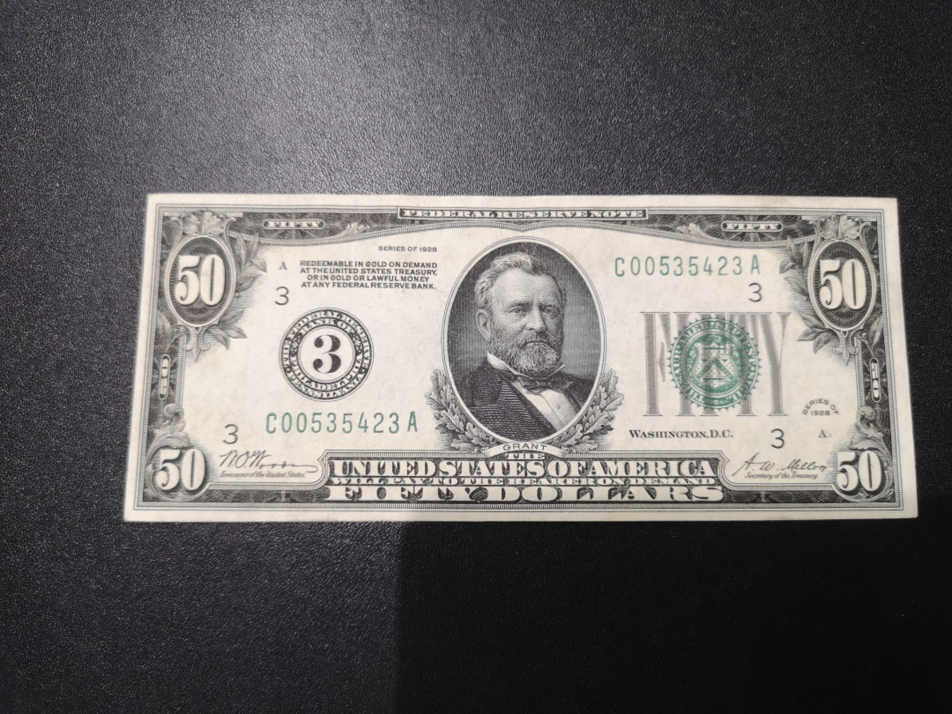 《外钞收藏家》第一百七十九期拍卖 1928年50美元 8-9品 品相如图 有潮癍