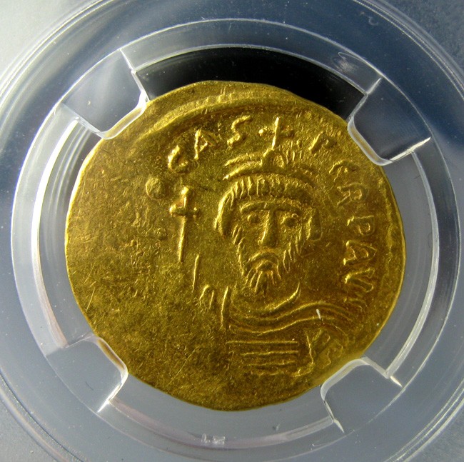 钱币/拜占庭金币/索利多金币/福卡斯/众诚评级MS60/公元602-610年