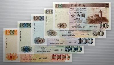 大中华拍卖第692期 - 澳门9510.50.100.500.1000全同号大全套CX/AD/CK/AN/AE13217