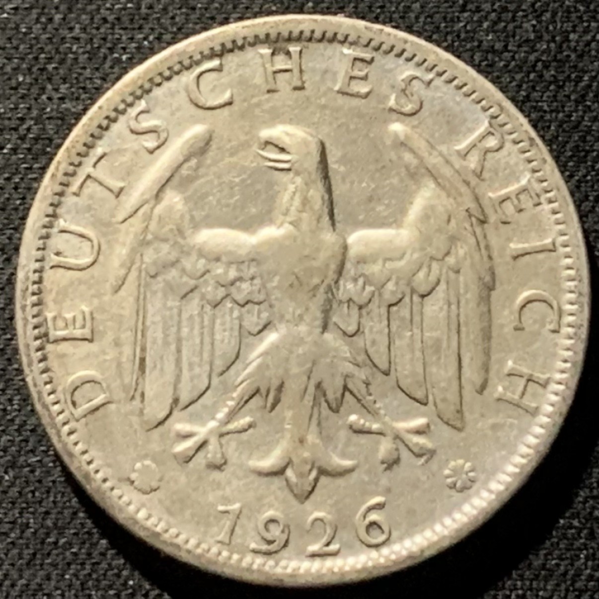 紫瑗钱币——第206期拍卖 德国 1926年 D版 魏玛共和国 流通2马克 10克 0.5银