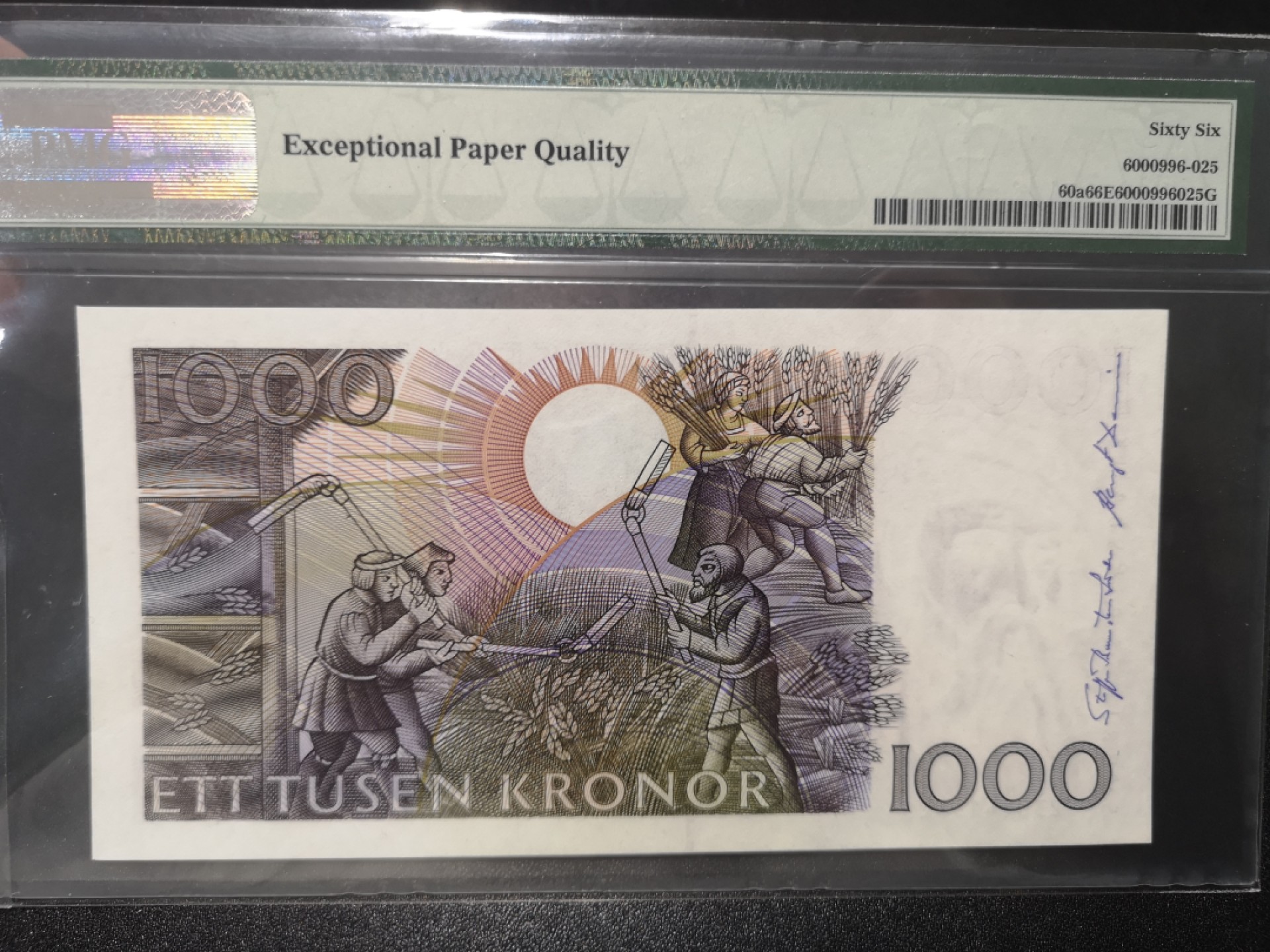 《外钞收藏家》第一百七十九期拍卖 1989-92年瑞典1000克朗 PMG66 初版