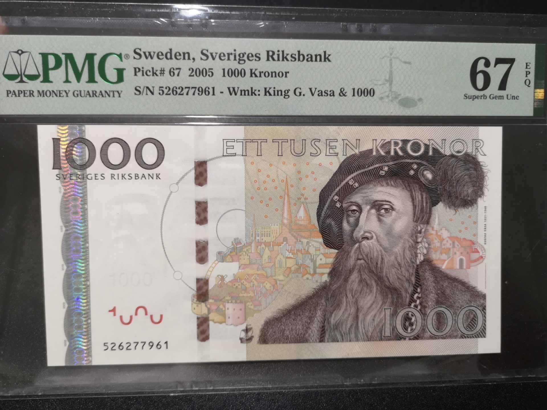 《外钞收藏家》第一百七十九期拍卖 2005年瑞典1000克朗 PMG67