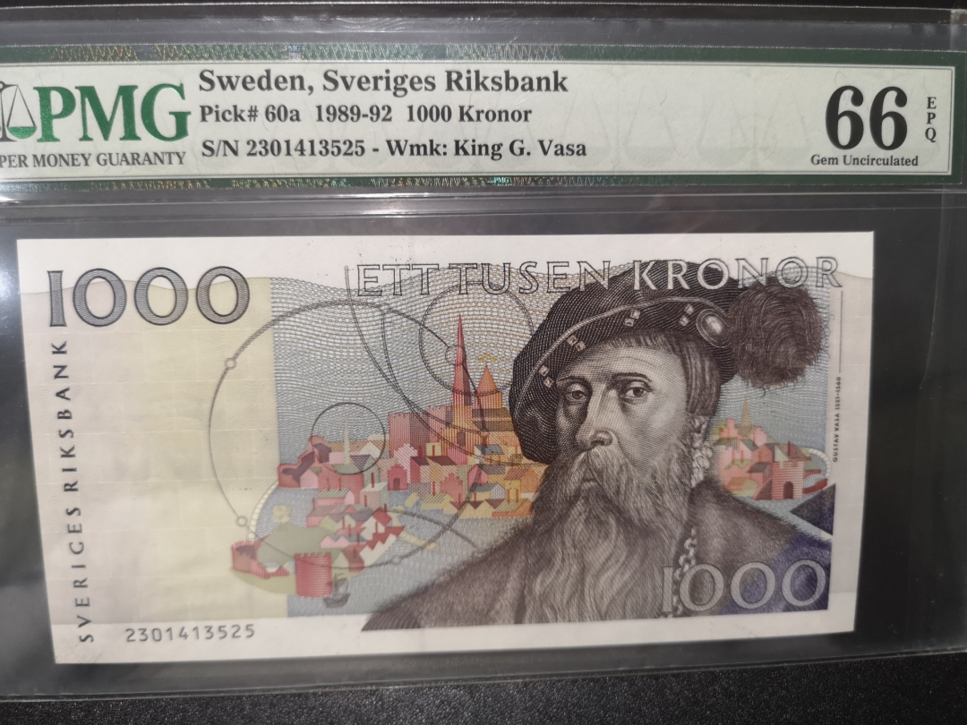 《外钞收藏家》第一百七十九期拍卖 1989-92年瑞典1000克朗 PMG66 初版