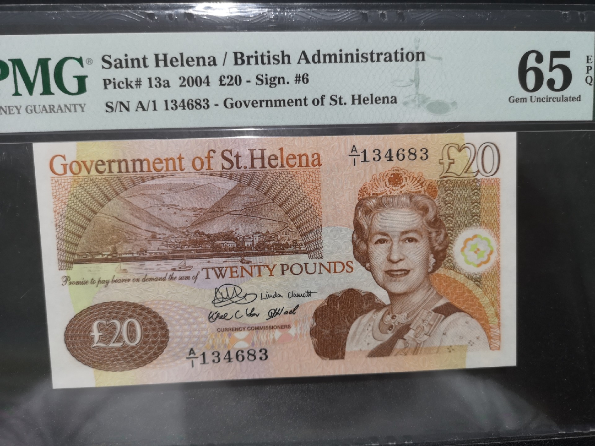 《外钞收藏家》第一百七十九期拍卖 2004年圣赫勒拿岛20镑 PMG65 A/1冠