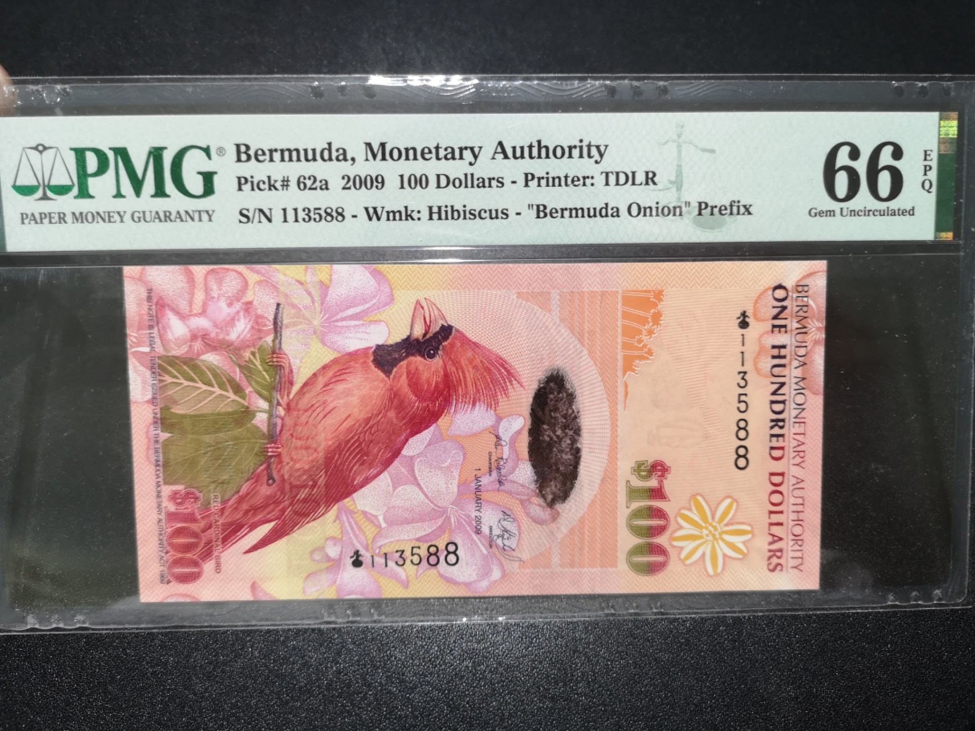 《外钞收藏家》第一百七十九期拍卖 2009年百慕大100刀 无47尾88 PMG66