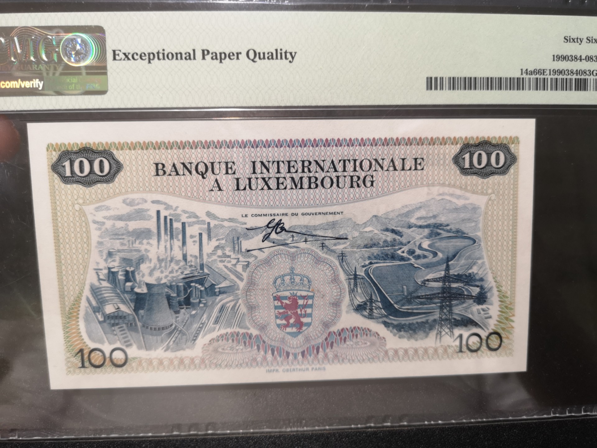 《外钞收藏家》第一百七十九期拍卖 1968年卢森堡100法郎 PMG66 无47