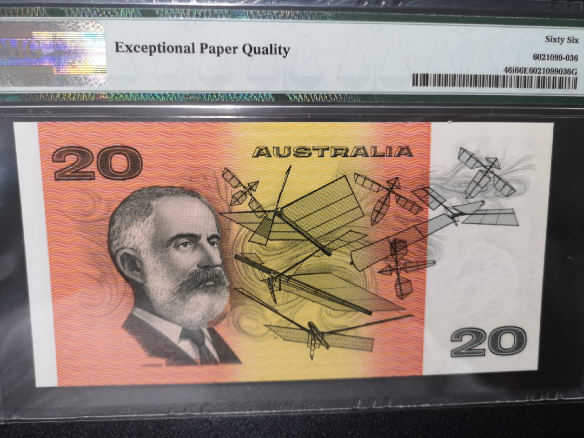 《外钞收藏家》第一百七十九期拍卖 1994年澳大利亚20元 PMG66 AA冠317号 纪念钞 与上一张同号