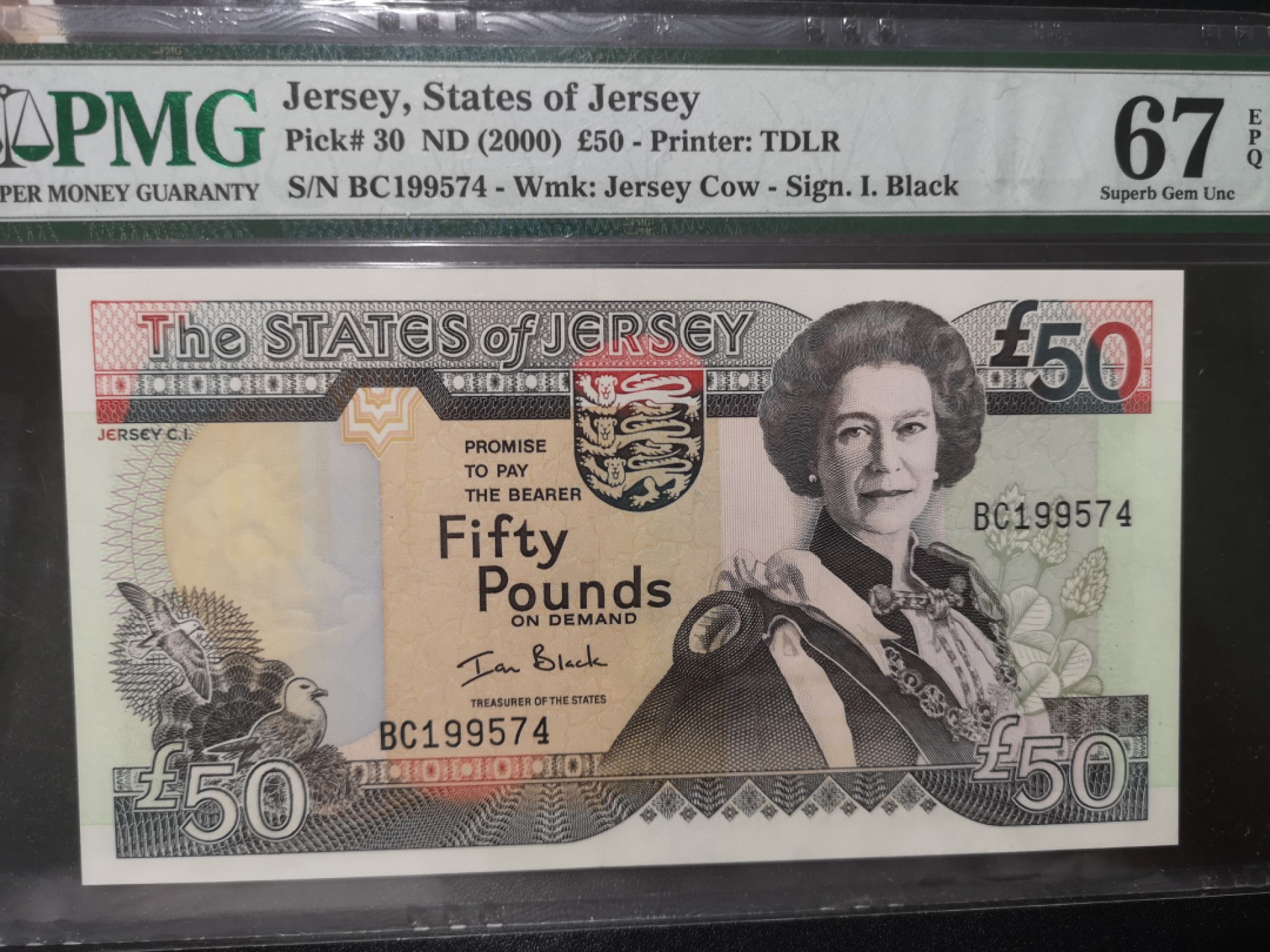 《外钞收藏家》第一百七十九期拍卖 2000年泽西50镑 PMG67 生日号